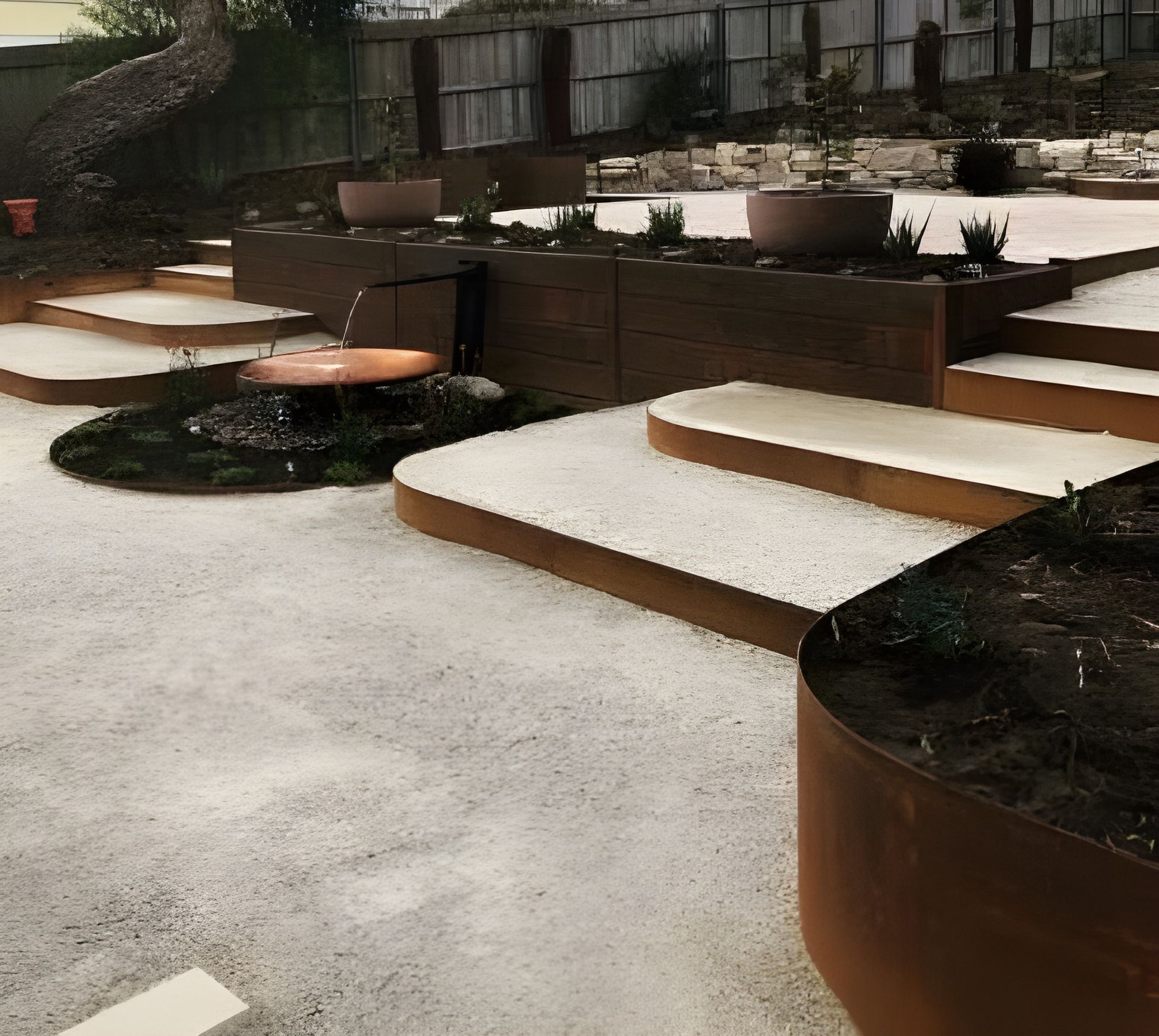 A Terraced Garden Features Light-coloured Paved Steps — BVN Landscape and Concrete Supplies in St Georges Basin, NSW