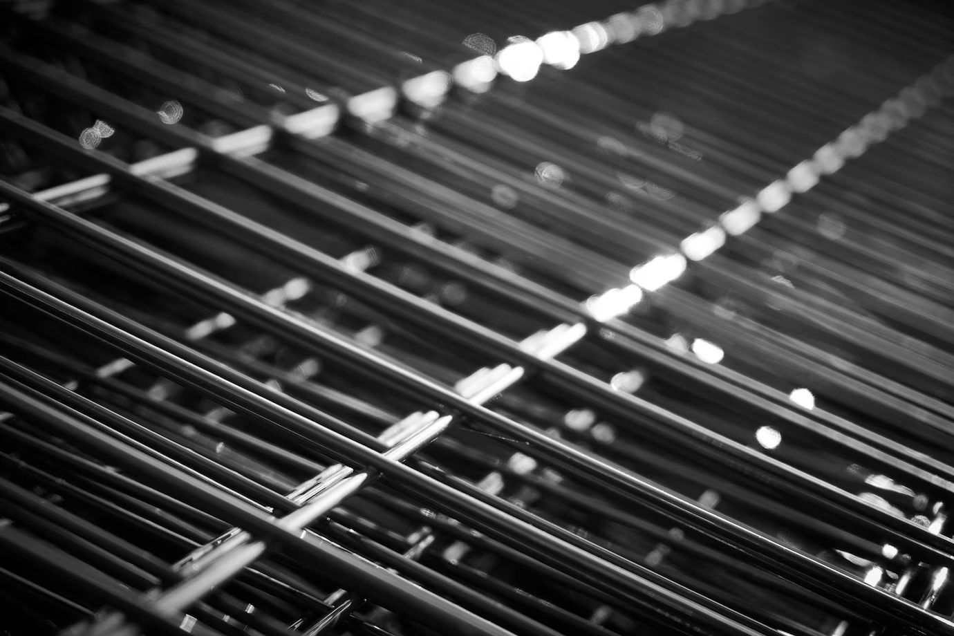Black and White Close-up of Metal Mesh Grid, and Angled — BVN Landscape and Concrete Supplies in St Georges Basin, NSW