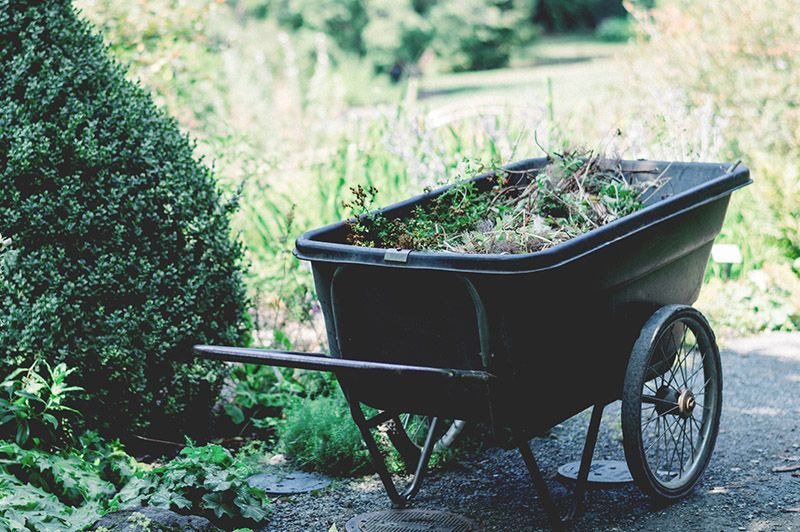 A Wheelbarrow Filled with Grass Is Parked on The Side of The Road — BVN Landscape and Concrete Supplies in Ulladulla, NSW