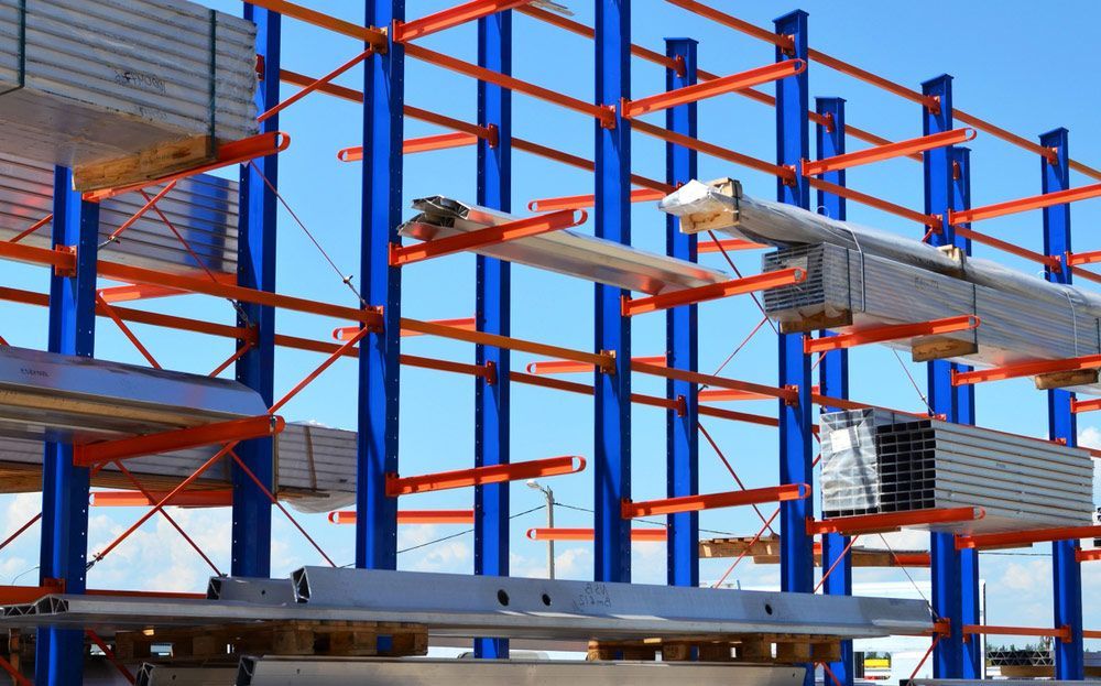 Steel Supplies Arranged in A Work Site