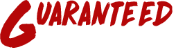Red &ldquo;GUARANTEED&rdquo; text with a large stylized G on a white background