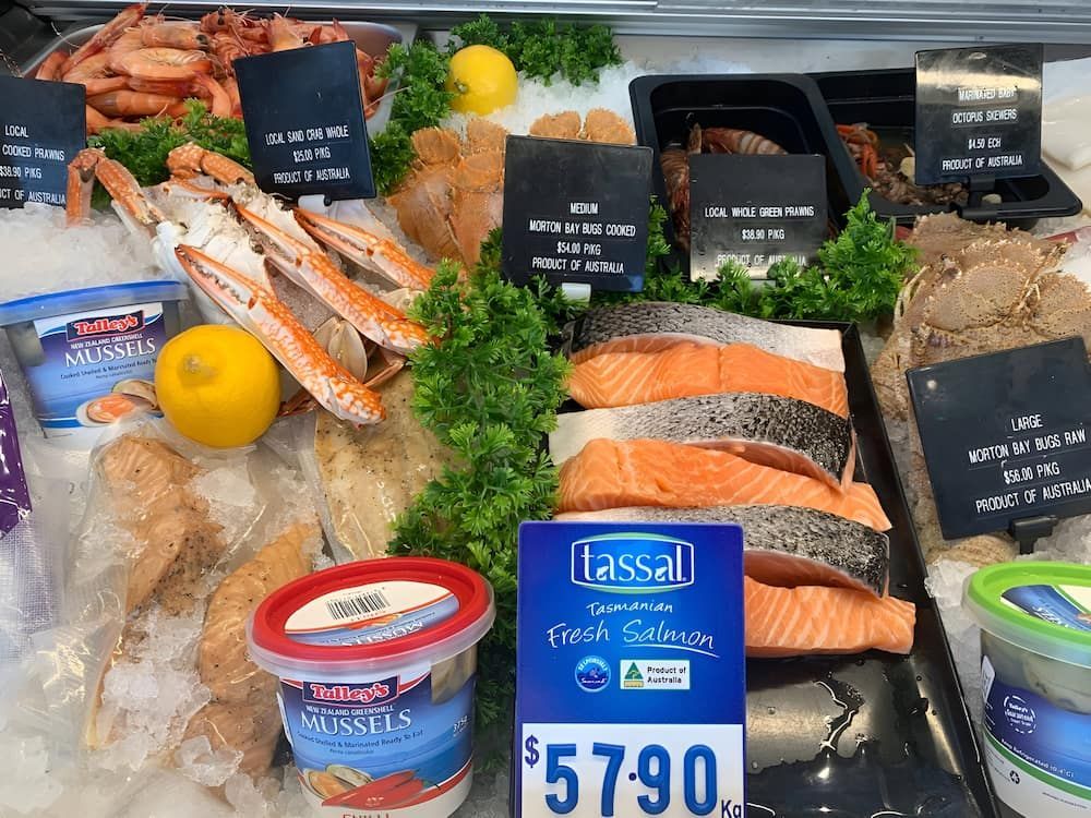 A Variety Of Seafood Is Displayed On Ice In A Store — Noosaville Fish Market In Tewantin, QLD