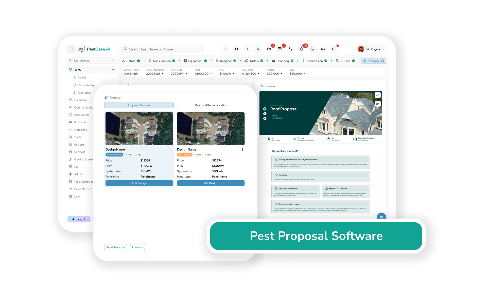 Roofing CRM Software Dashboard