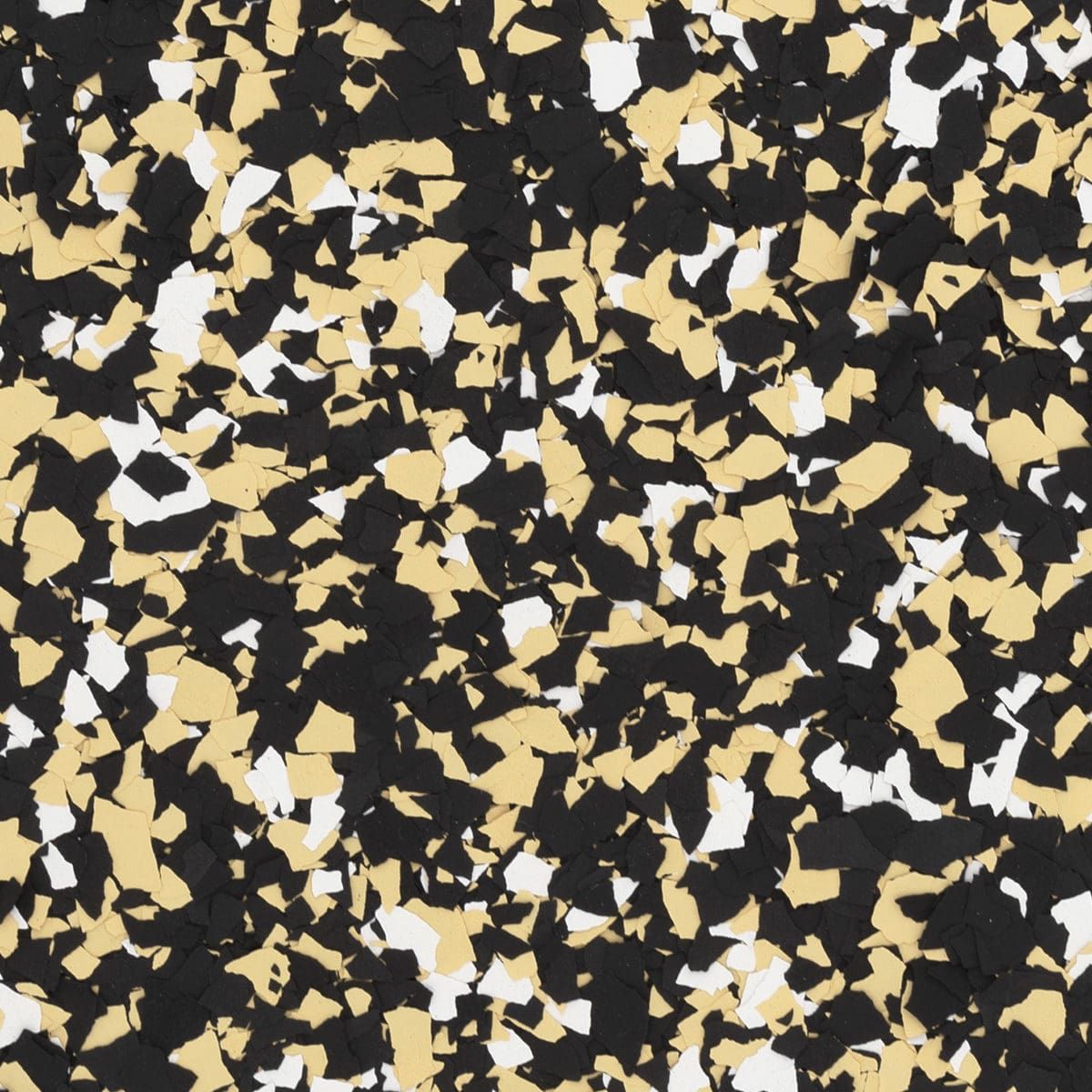 Black speckled terrazzo pattern with tan, white, and gray flecks