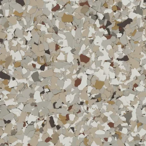 Close-up of beige, white, and gray speckled stone or terrazzo surface