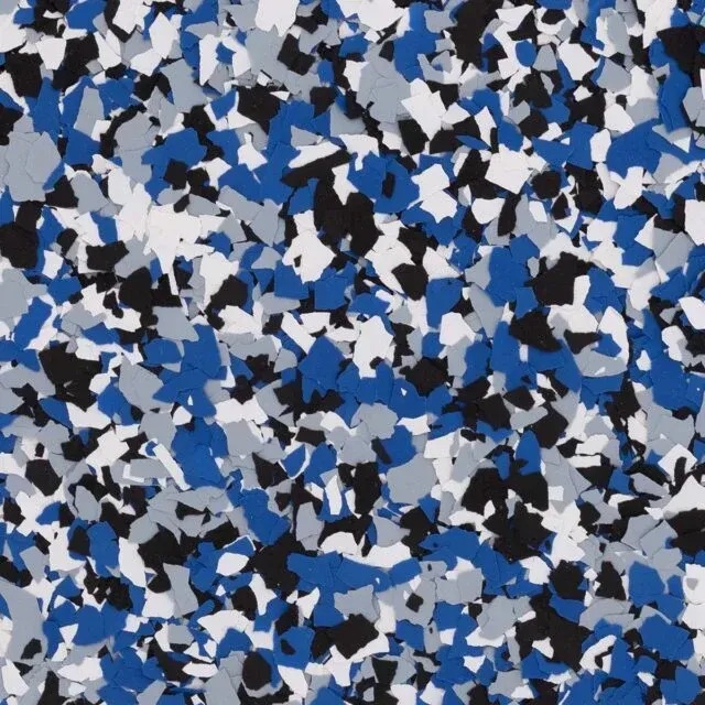Abstract blue, black, white, and gray camouflage-like confetti pattern