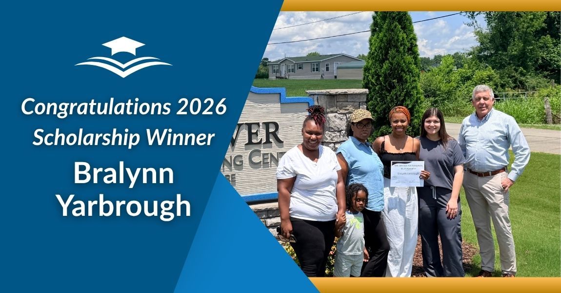 Congratulations 2026 scholarship winner Brylynn Yarbrough with group outdoors in front of a pyramid