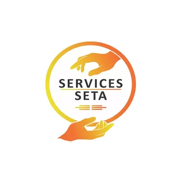 A logo for services seta with two hands in a circle
