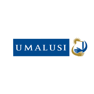 A blue logo with the word umalusi on it