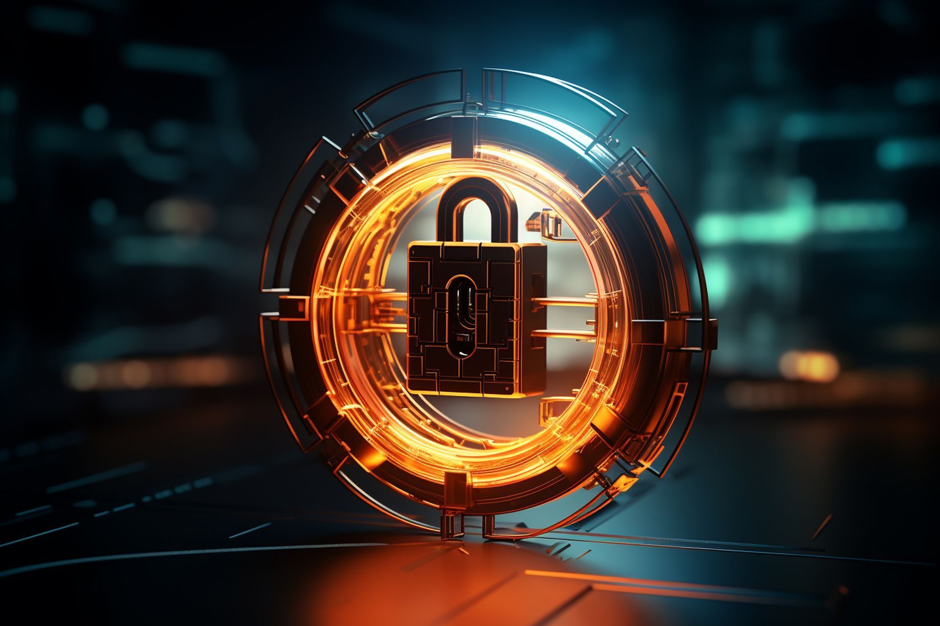 A computer generated image of a padlock in a circle.