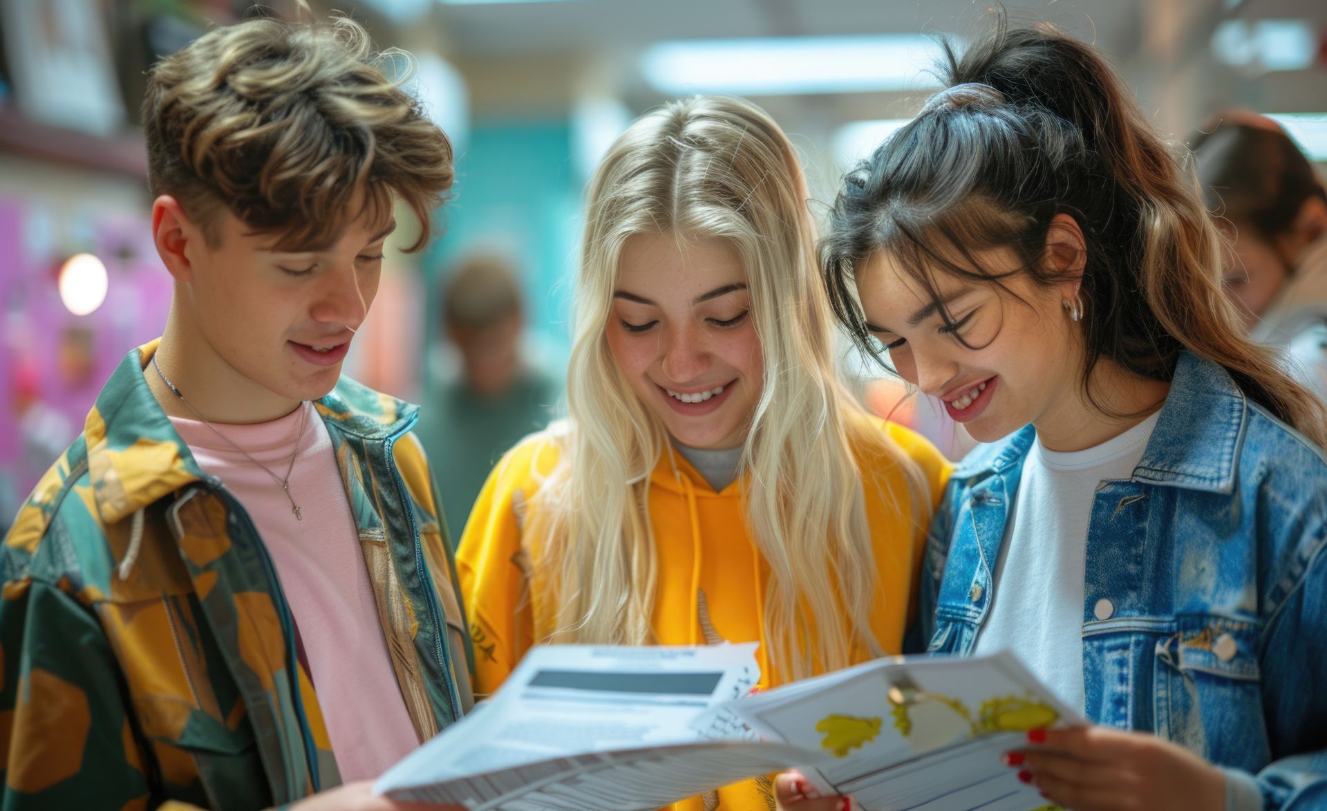 A group of young people are looking at a map.