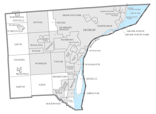 A black and white map of the state of michigan
