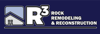 R³ Rock Remodeling & Reconstruction logo with a house icon on a blue background