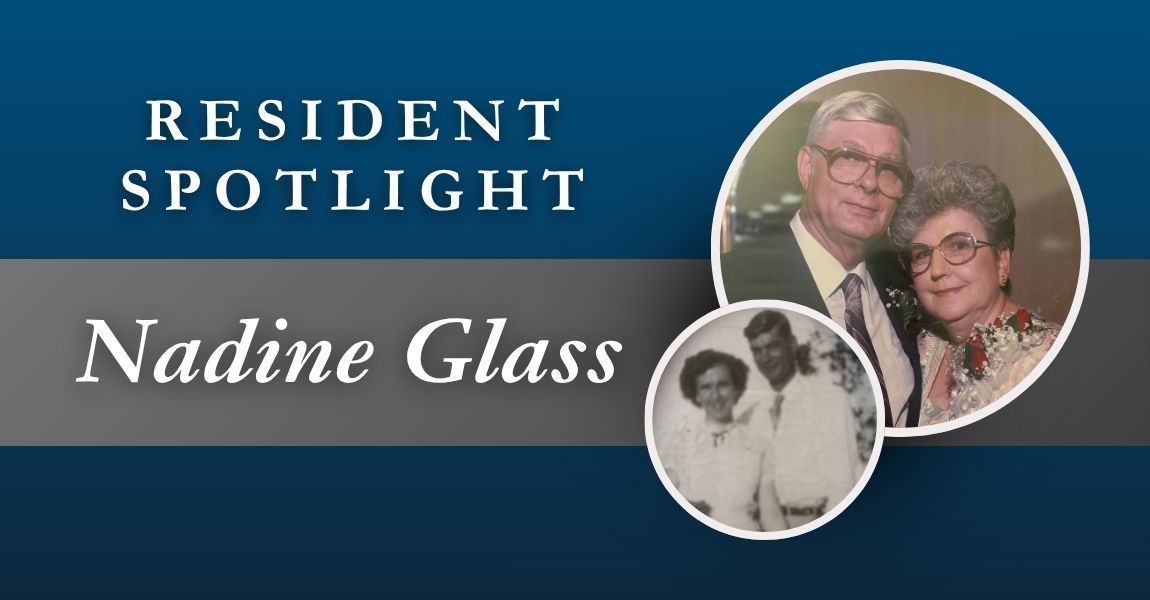 Resident Spotlight banner with “Nadine Glass” and three overlapping portrait photos