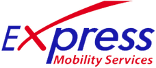 A blue and red logo for express mobility services