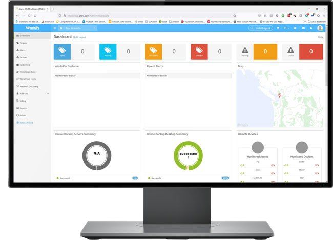 Photo of a computer monitor displaying Advancify Managed IT dashboard.