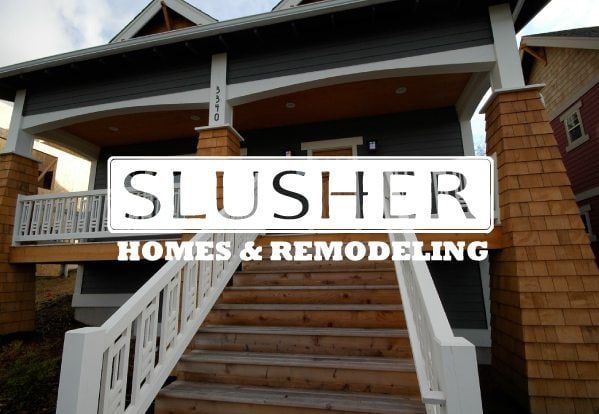 Slusher Homes logo and photo
