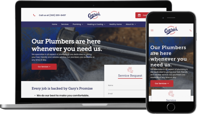 Garys Plumbing website screenshot photo