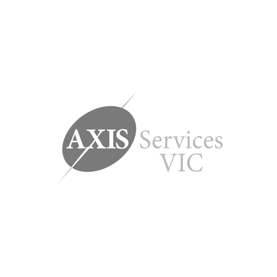 Grey oval with “AXIS” and a line through it, 
