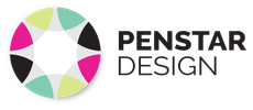 Logo: a colorful circle with “PENSTAR DESIGN” in black text.