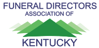 Funeral Directors Association of Kentucky logo with green mountain graphic and blue text
