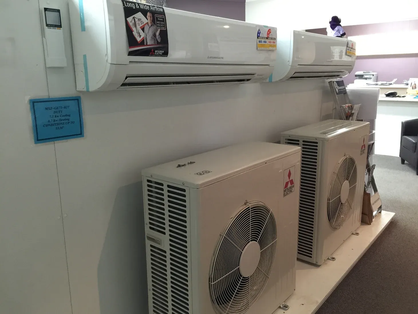 air conditioning unit below split system on display at dwr services 