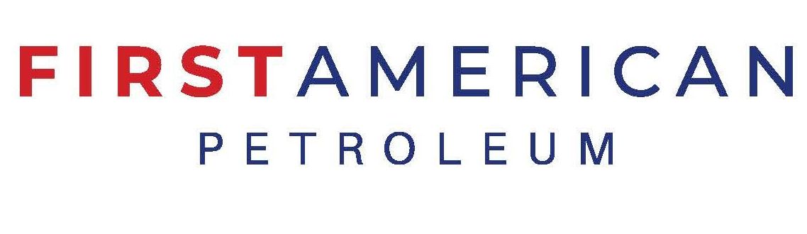 A red , white and blue logo for first american petroleum
