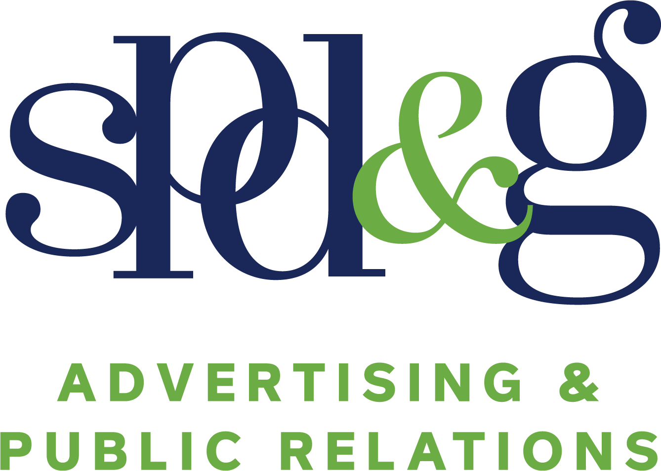 The logo for advertising and public relations is blue and green.