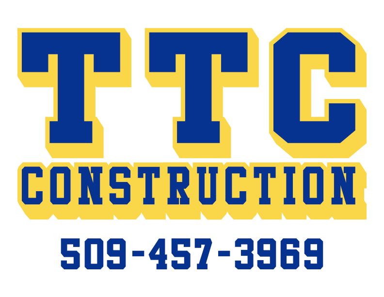 A blue and yellow logo for tcc construction