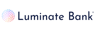 Luminate Bank logo with multicolor dotted circle icon and navy text on white background