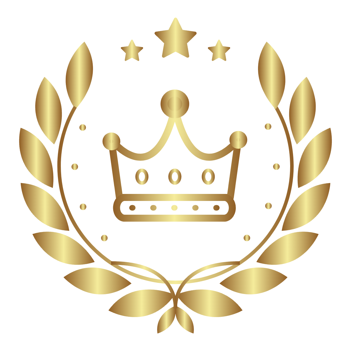 88 Exotic Gold crown inside gold laurel wreath with three stars.
