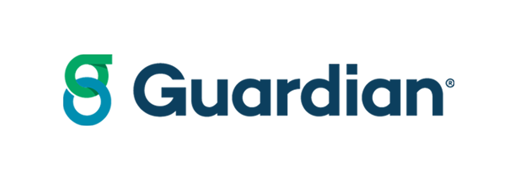 Guardian logo in blue and teal with stylized “G” icon on white background