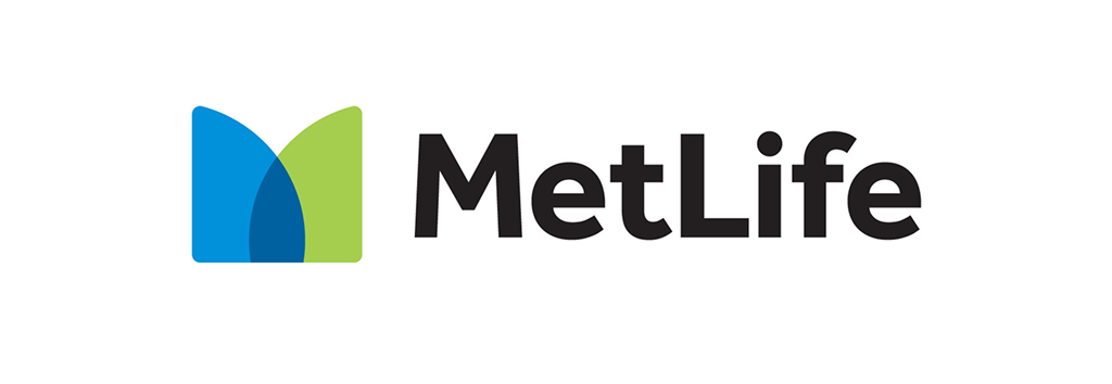 MetLife logo with blue and green icon and black wordmark on white background