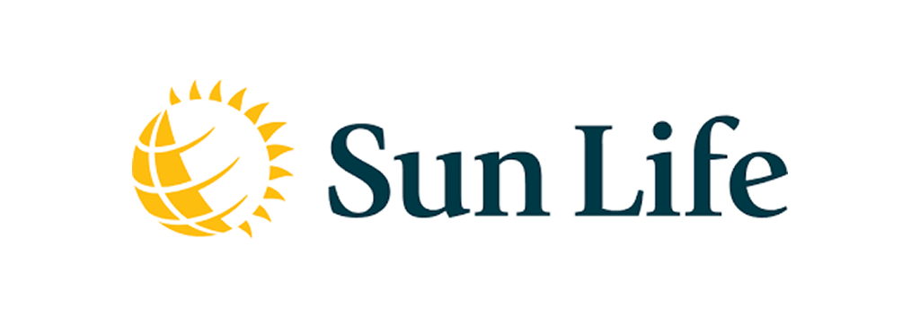 Sun Life logo with yellow sun icon and dark blue text on white background