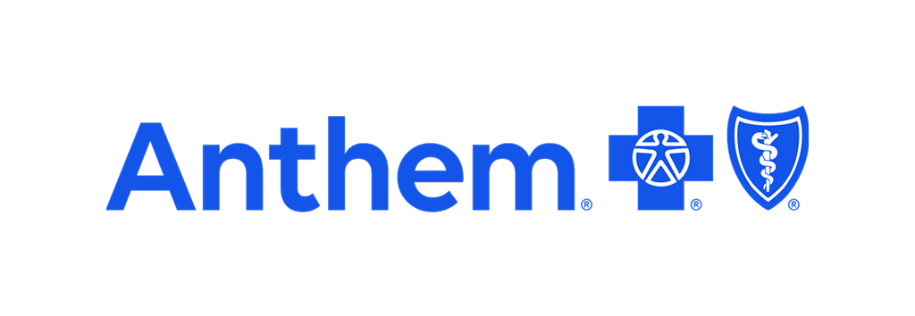 Anthem logo in blue with shield icons on a white background
