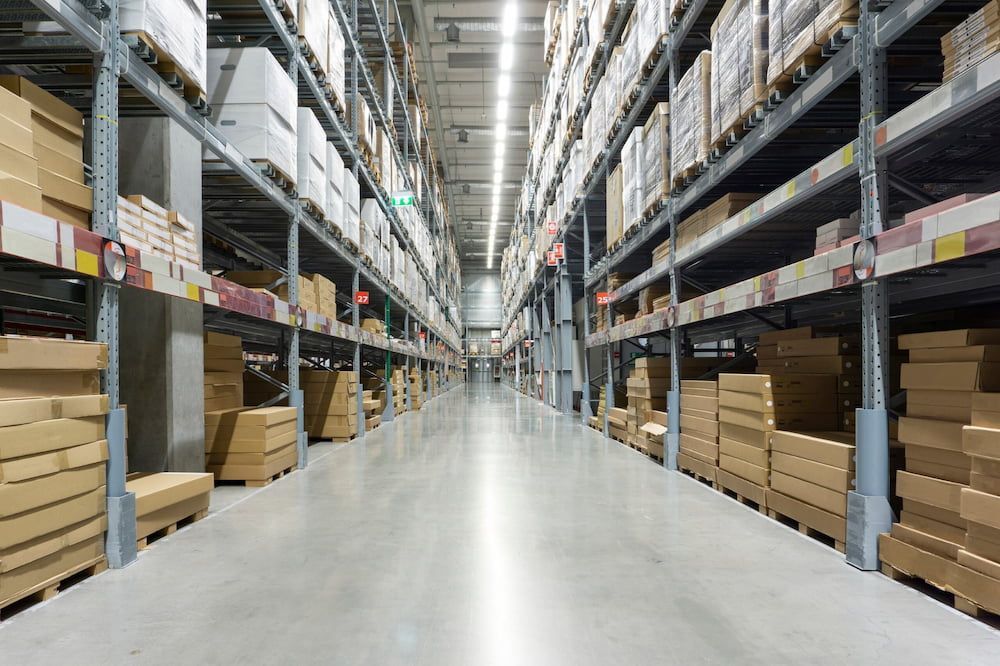 A Large Warehouse Filled With Lots Of Boxes And Shelves — Keystone Engineering Sheet Metal Industries in Noosaville, QLD