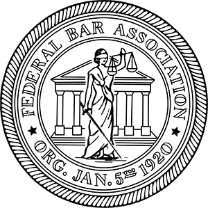 A black and white logo for the federal bar association