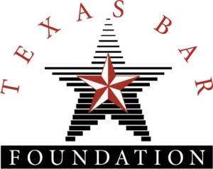 A logo for the texas bar foundation with a star in the center