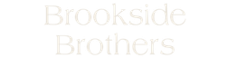 Pale gray “Brookside Brothers” text on a white background