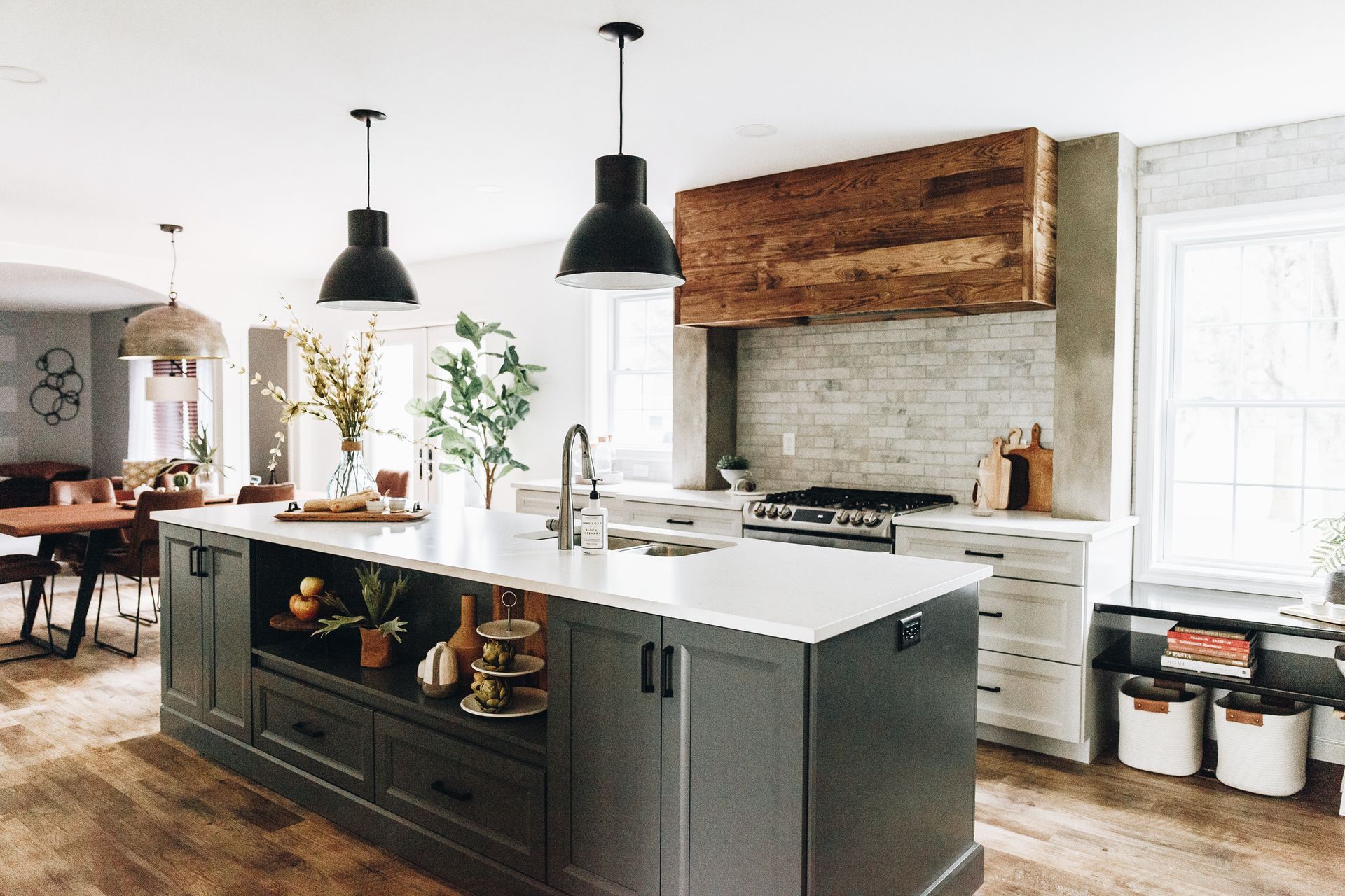 Kitchen with Reclaimed Wood Range Hood