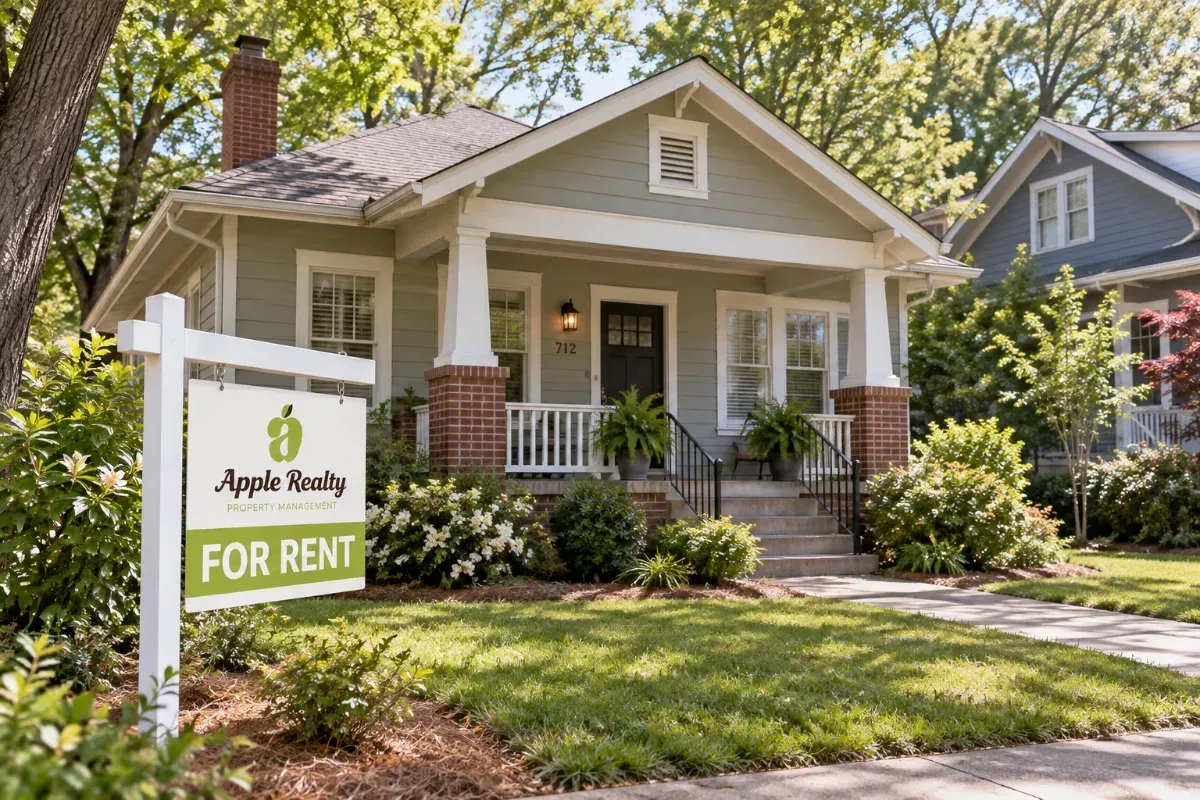 Side-by-side comparison of an updated rental kitchen and a dated rental kitchen in a Raleigh house