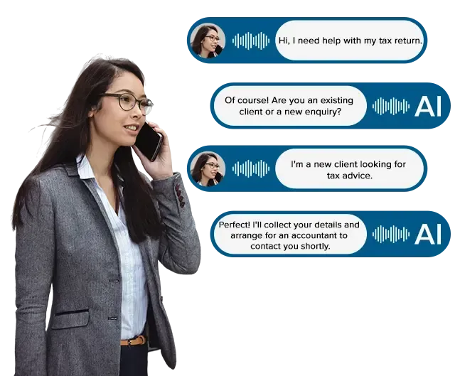 Let our AI Receptionist handle your client enquiries. Let our AI Receptionist handle your client enquiries.