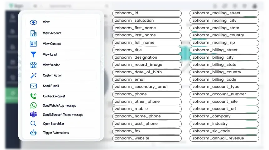 Zoho Bigin Parameters Zoho CRM Parameters