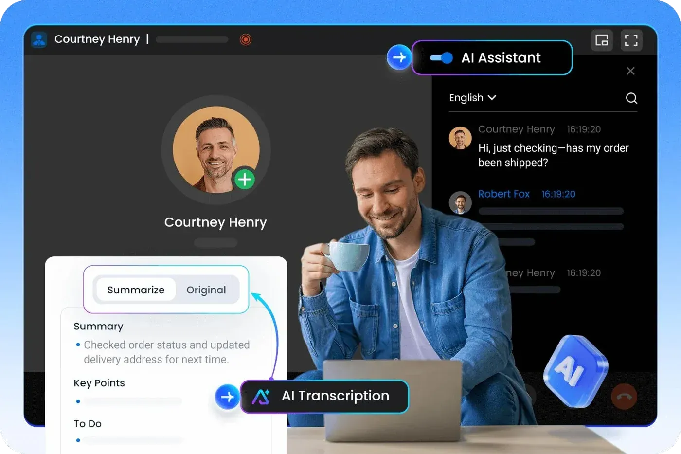 AI call transcription and AI summary in the Linkus app