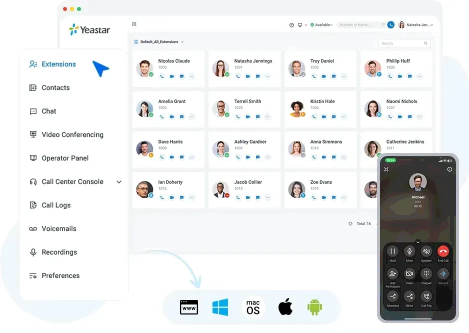 Linkus UC apps on web, Windows, macOS, iOS and Android