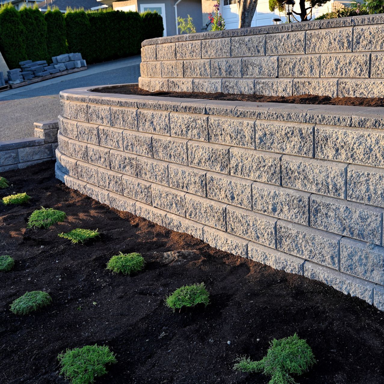 retaining wall next to soil