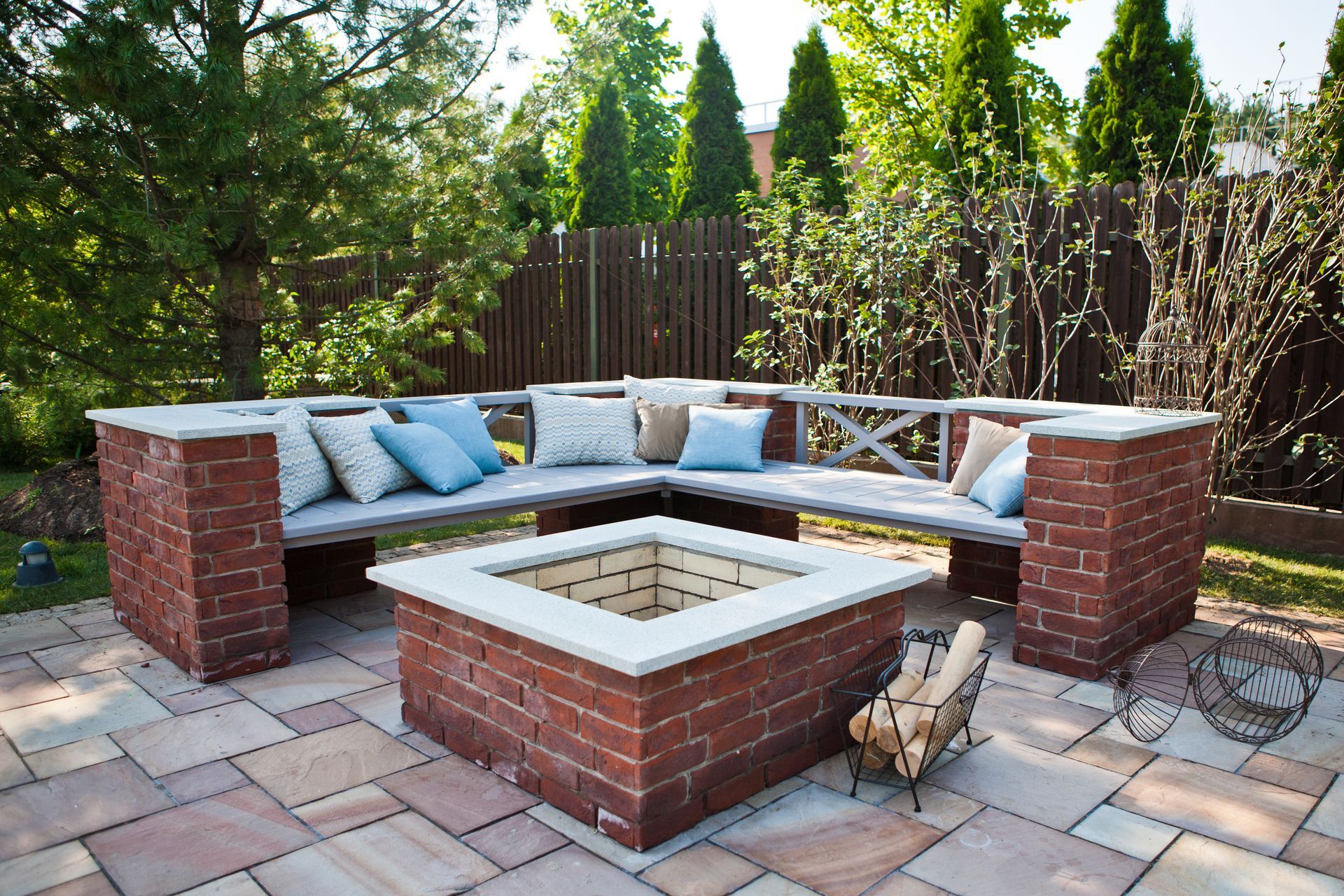 paved patio and couch
