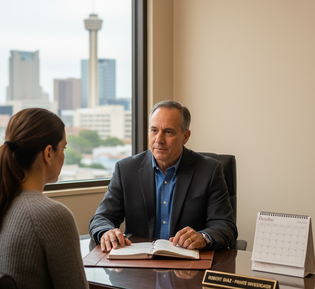 San Antonio private investigator consulting a parent about child custody concerns