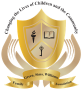 Golden shield logo with torch, book, and key, text: 
