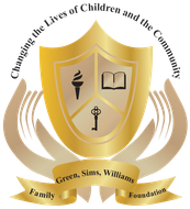 Golden shield logo with torch, book, and key, text: 